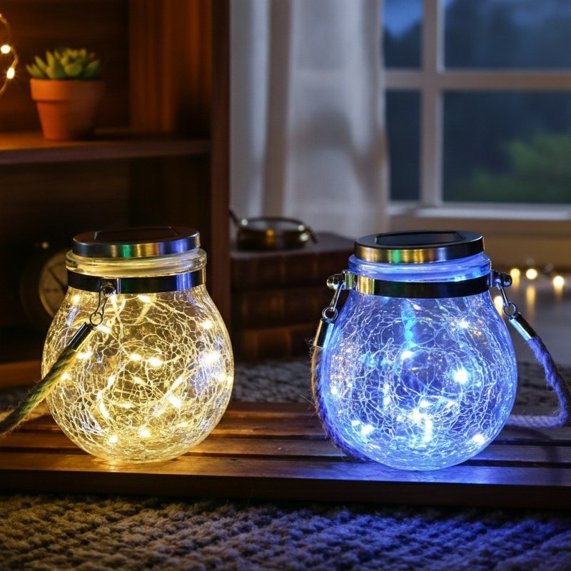 Lámpara decorativa solar en forma de botella para jardín de noche