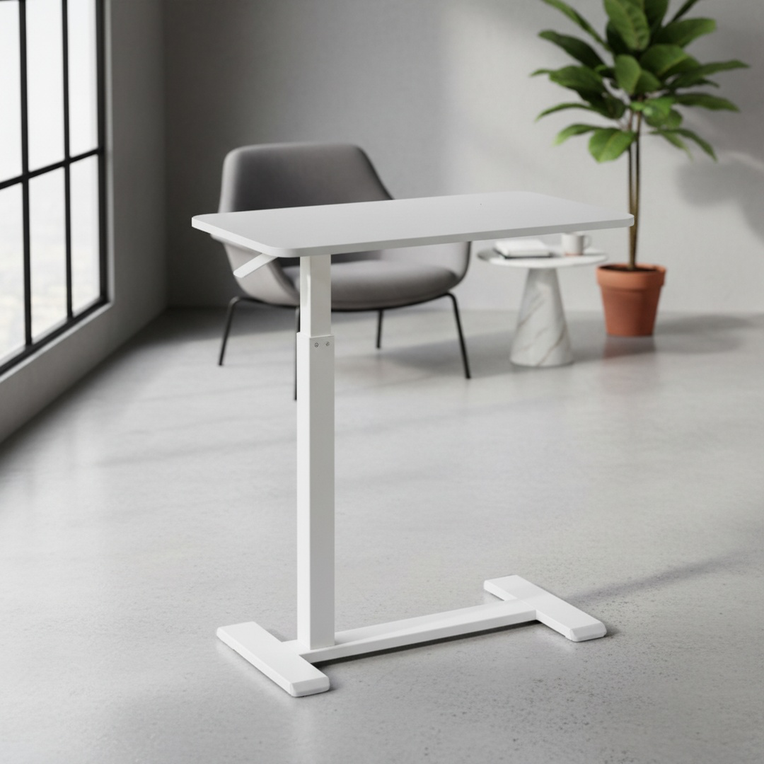 Mesa pequeña móvil con elevación neumática para uso en oficina y hogar