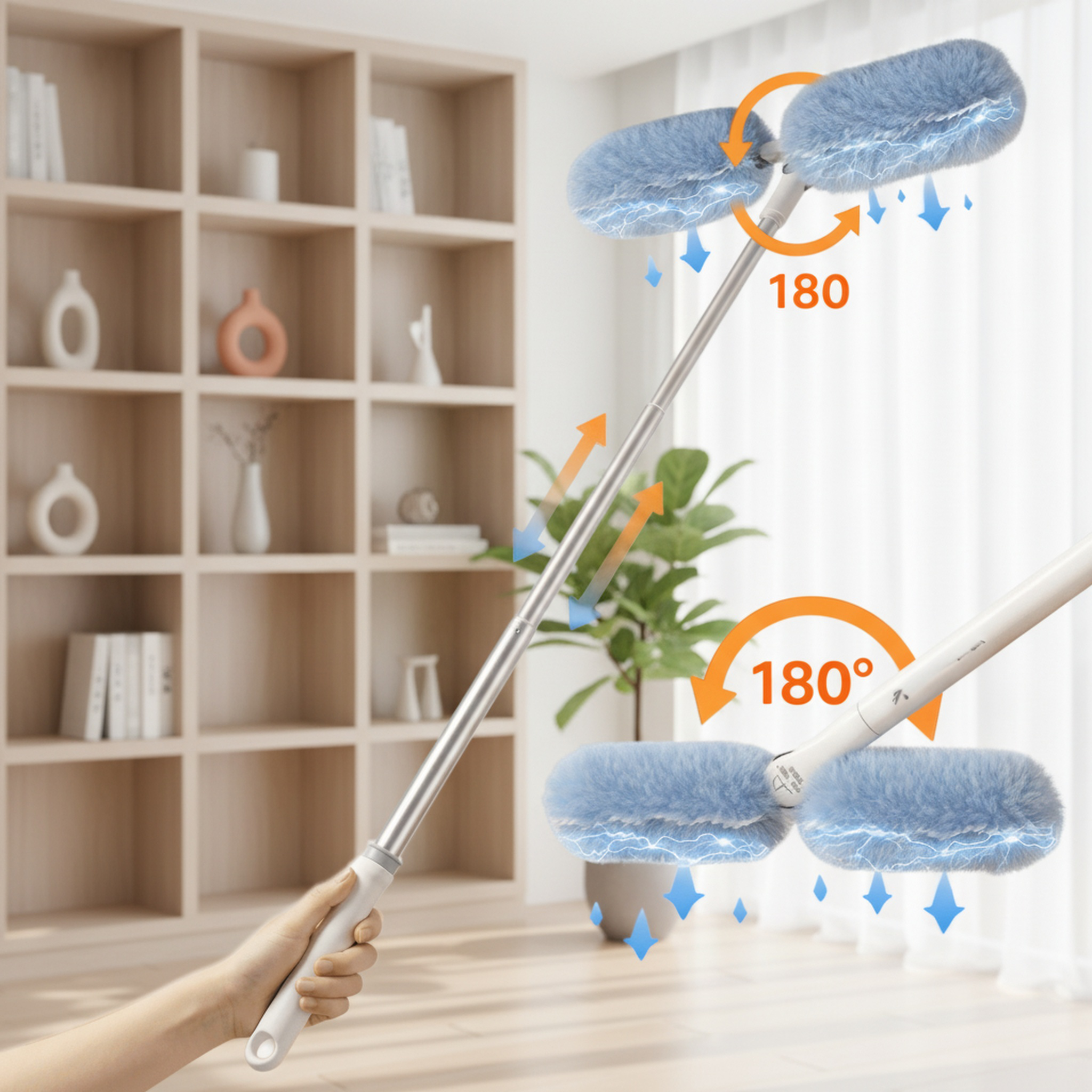 Plumero desechable extensible, herramienta de limpieza de polvo con absorción electrostática