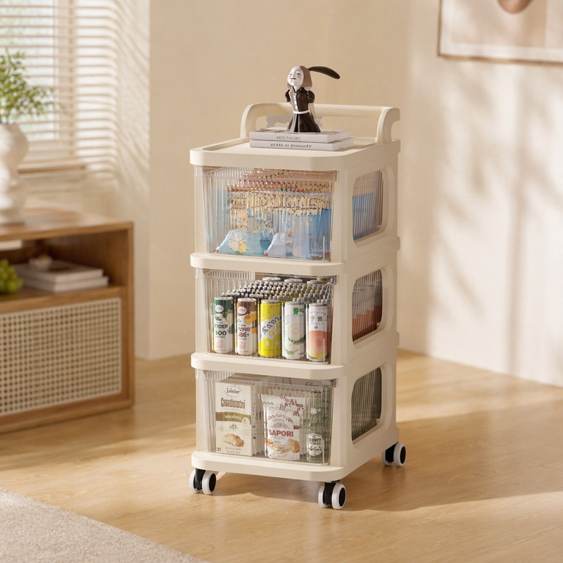 Estante de almacenamiento de cocina y baño de varias capas, carrito móvil