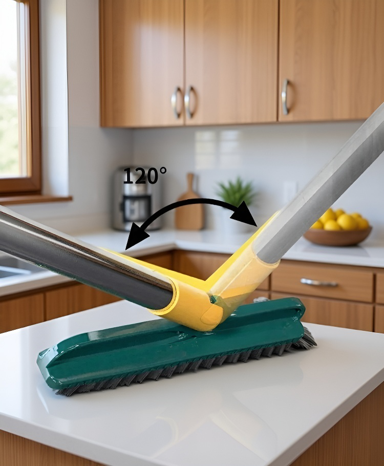 浴室のタイル目地を掃除するV字ヘッドブラシ