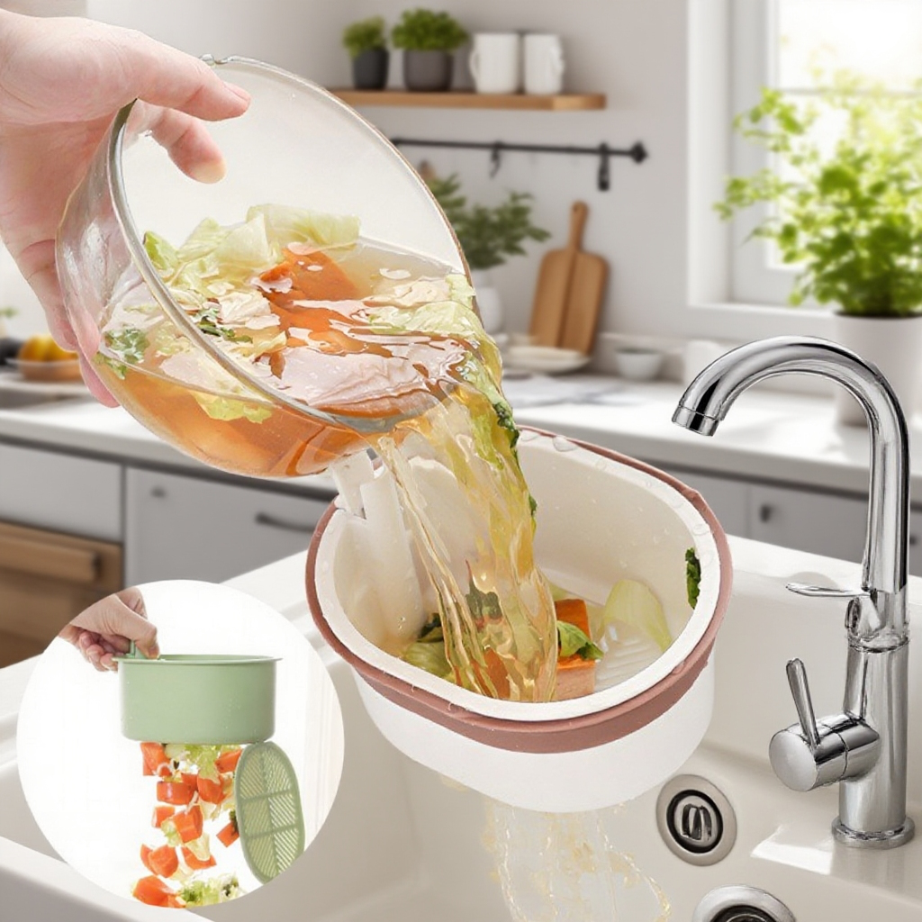 멀티 기능 압착식 싱크대 배수 방지 거치 바구니