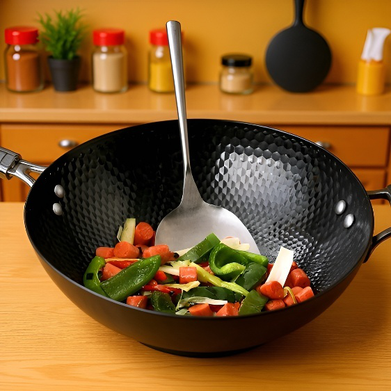 Sartén sin recubrimiento para cocina, apta para estufa, diseño humanizado