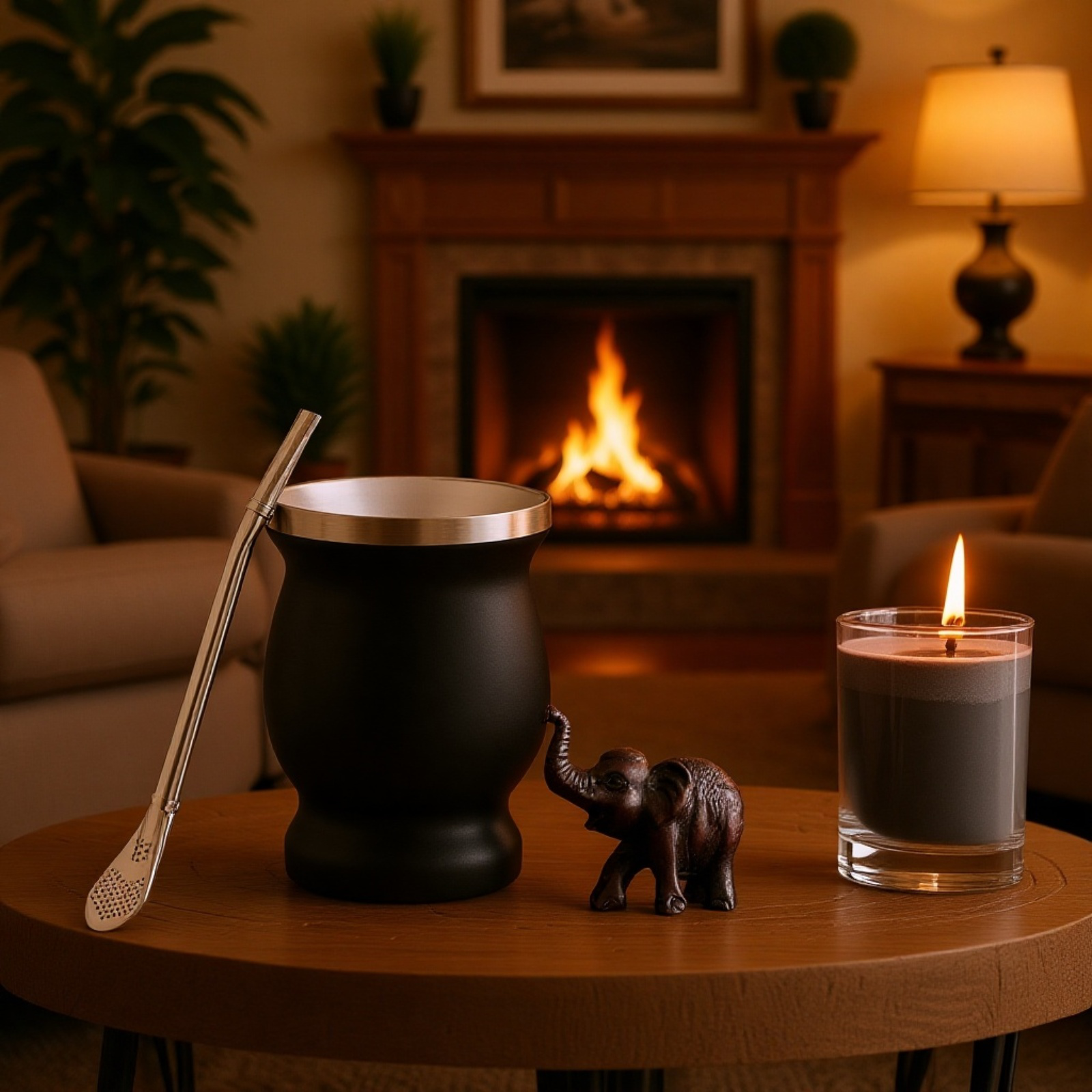  Stainless Steel Gourd-Shaped Tea Cup with Spoon and Brush