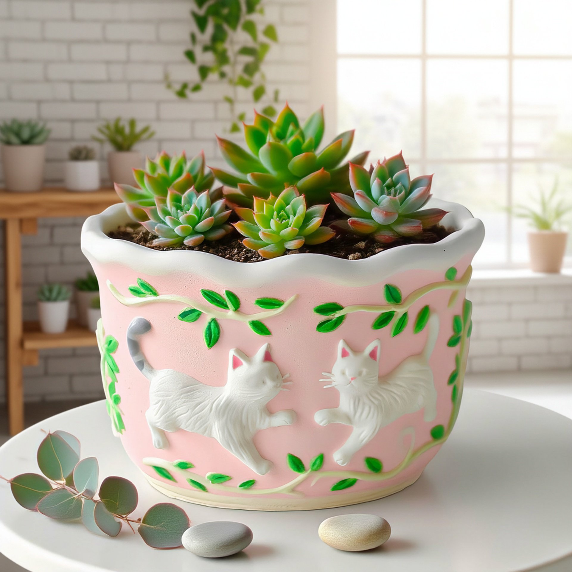 動物テーマDIY石膏植木鉢シリコン型 猫と犬デザイン