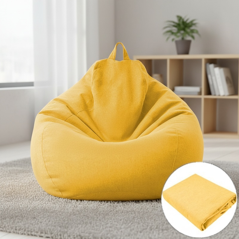 Cotton and Linen Lazy Sofa Chair Cover Bean Bag Sofa Cover Japanese Style Fabric Chair Cover