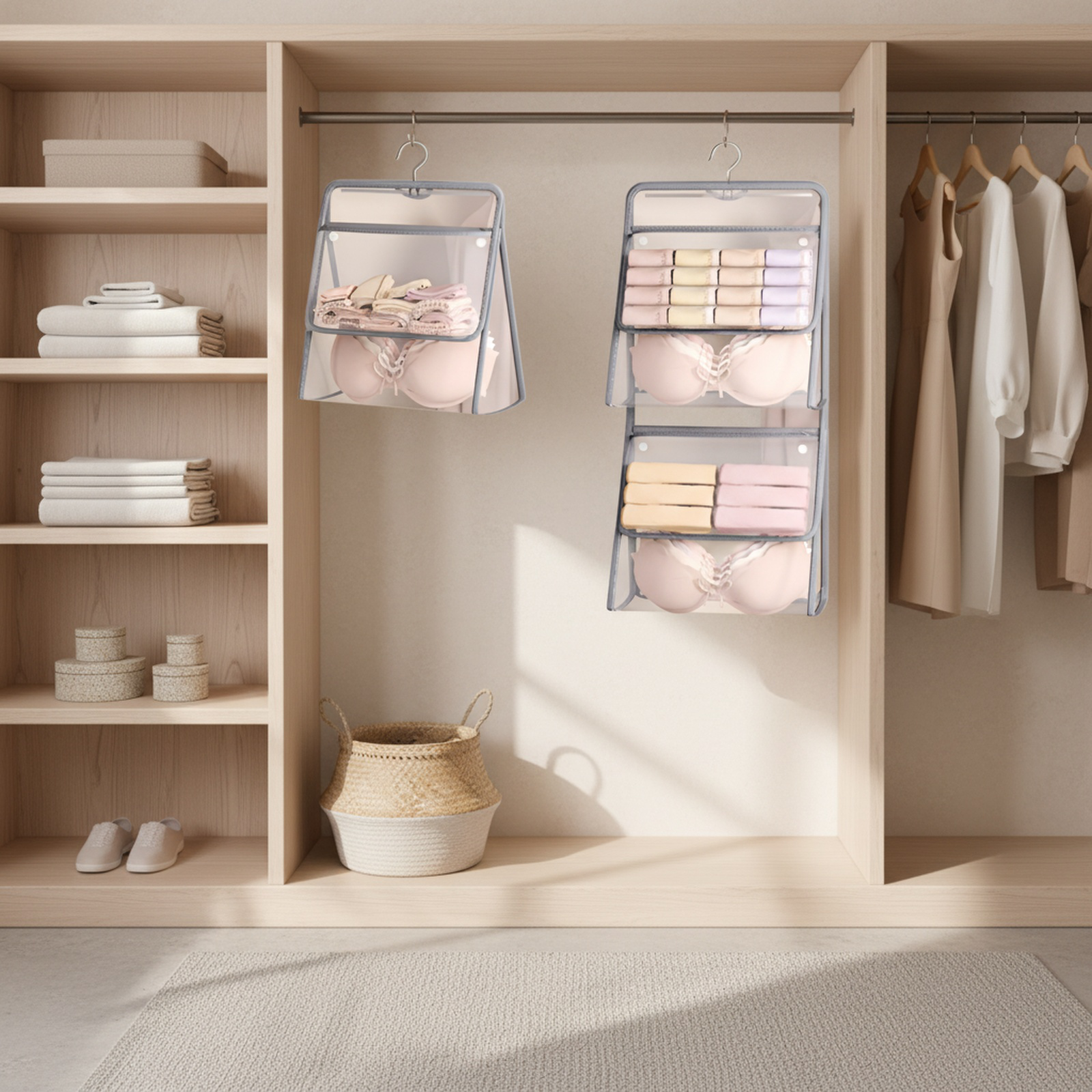 下着収納バッグ 寮のドアに掛けるネットポケット収納バッグ アーティファクトワードローブ 下着 靴下収納 吊り下げバッグ