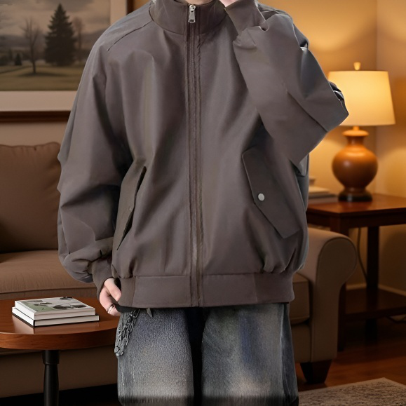 アメリカンスタイルブラウンレザージャケット正面画像