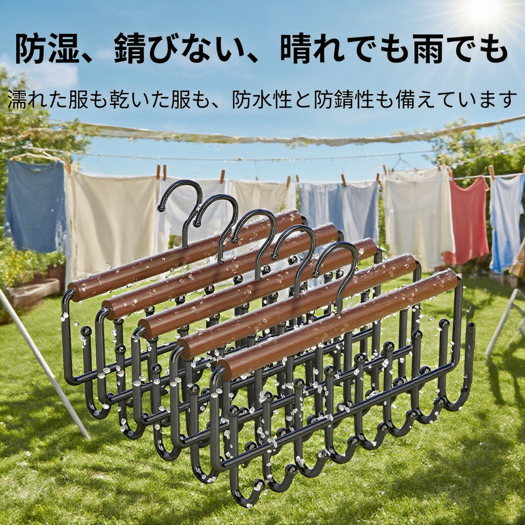 ネクタイやベルトを掛けた状態のハンガー