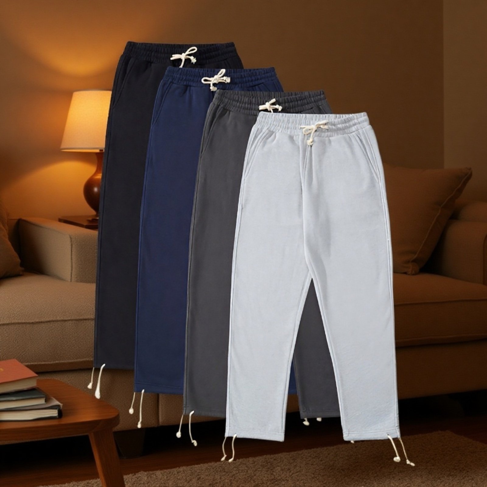 Basic Solid Color Thick Sports Casual Pants