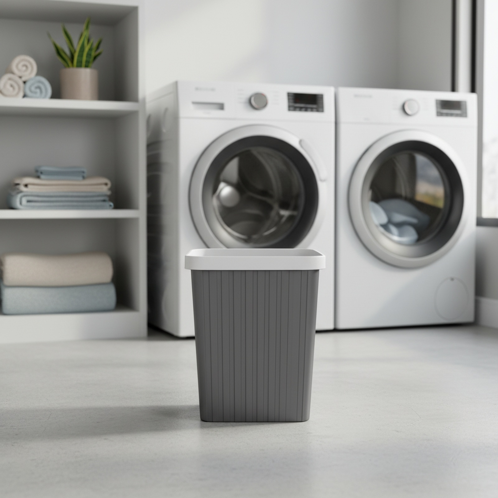 Plastic Trash Can with Pressure Ring for Kitchen, Bathroom, and Office