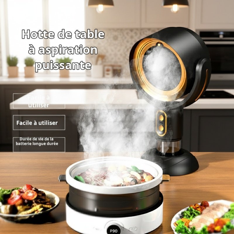 Nouveau mini hotte de bureau portable grande aspiration sans poinçon marmite barbecue camping compag
