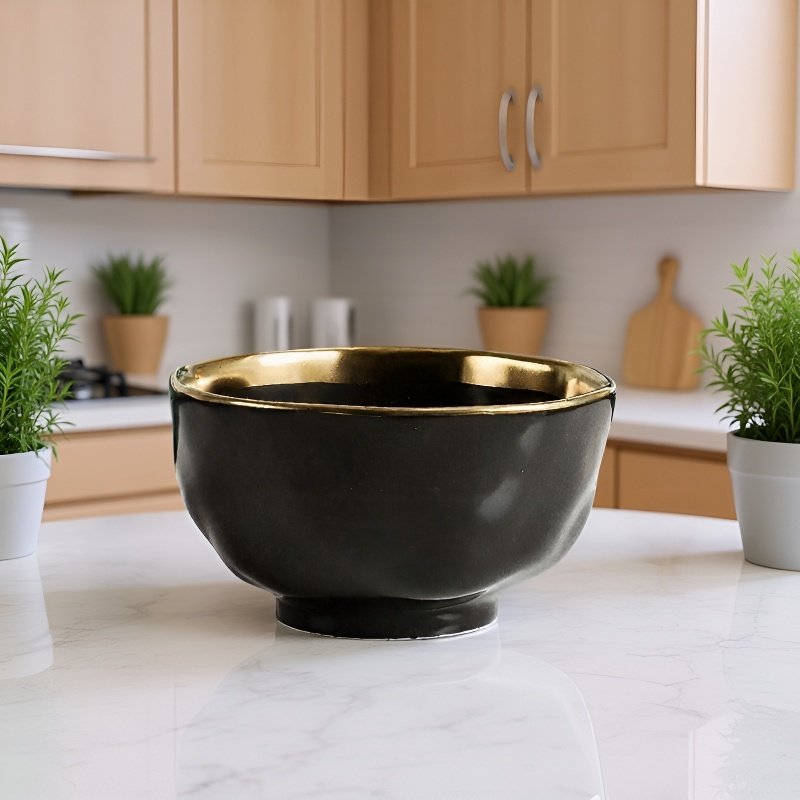 圈圓形瓷碗黑白豪華餐具套裝