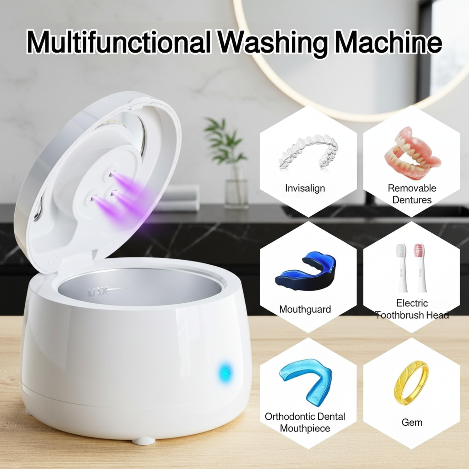UV ultrasonic cleaner for glasses and jewelry