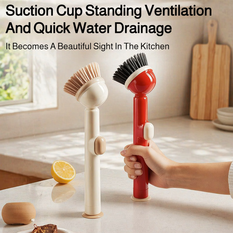 Vertical Long Handle Liquid-Dispensing Pot Brush