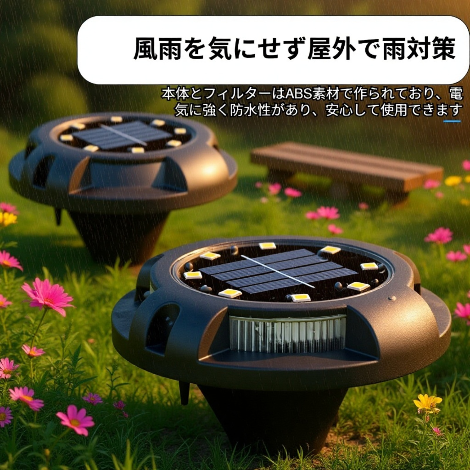 屋外用ソーラー埋込型LEDデッキライト 芝生・庭用ガーデンライト