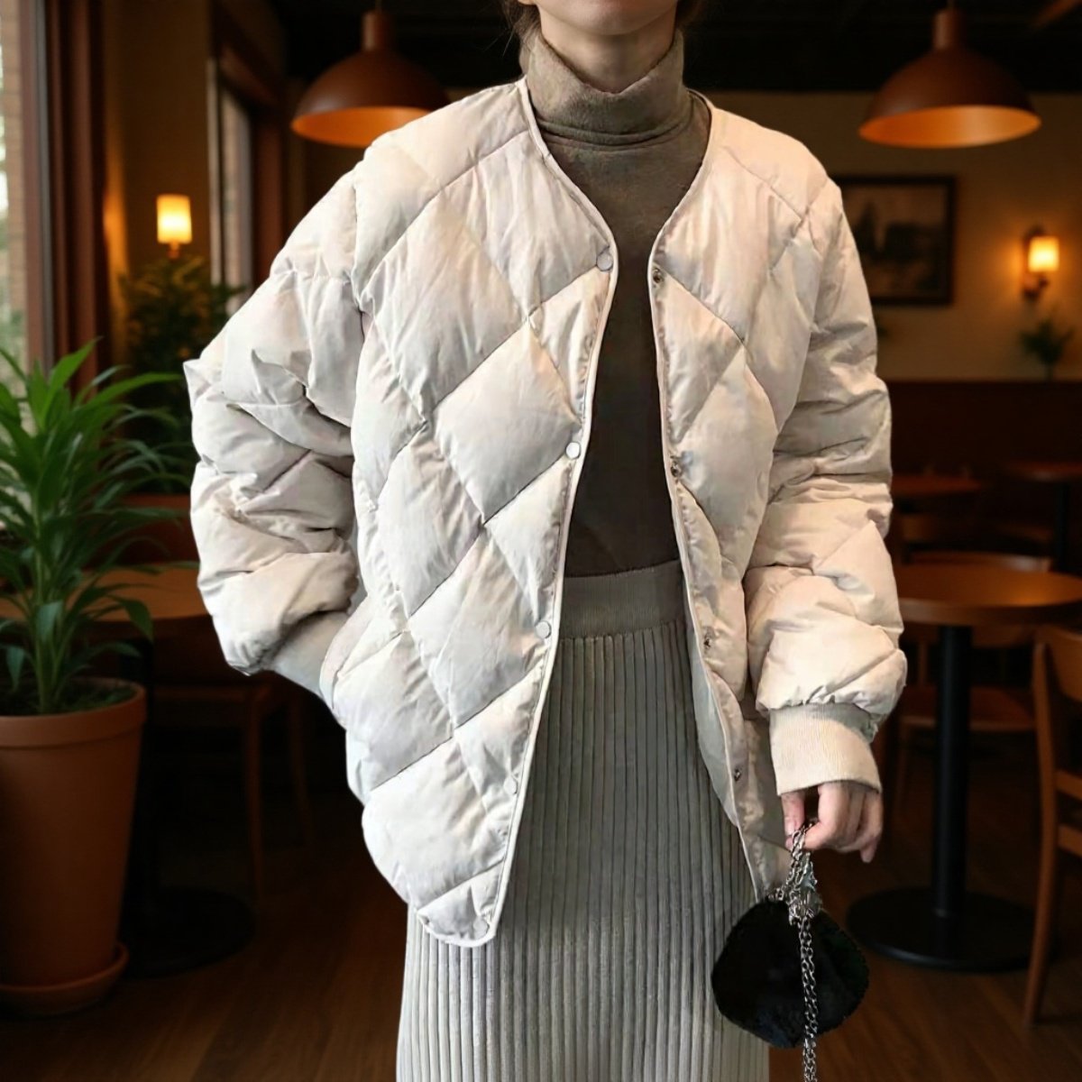 여성용 버튼다운 코튼 코트