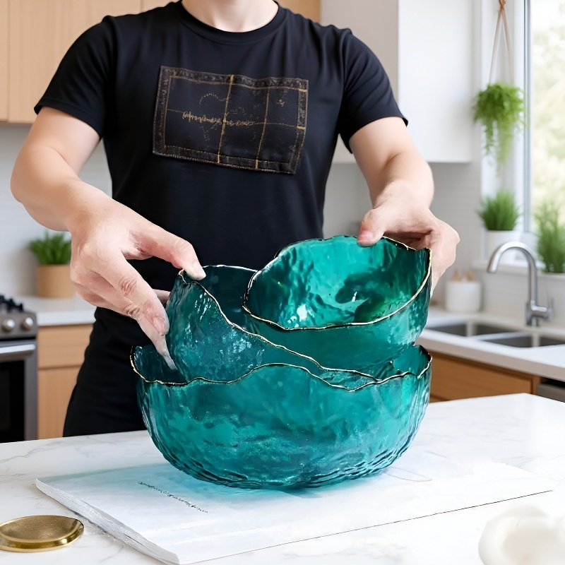 Decorative Japanese style glass salad plate