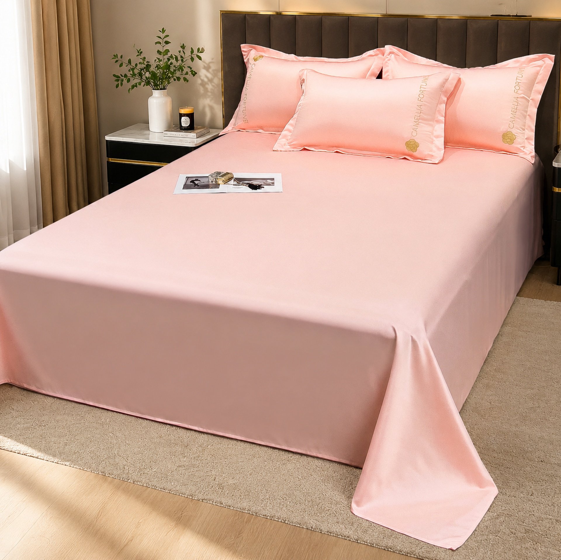 Ice Silk Cool Bedspread Set, Breathable and Skin-friendly, Reactive Dyeing