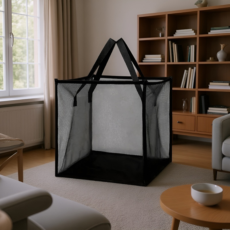 라지 접이식 빨래 바구니 더티 바구니 손잡이 스퀘어 의류 수납 바구니 메쉬 더티 바구니