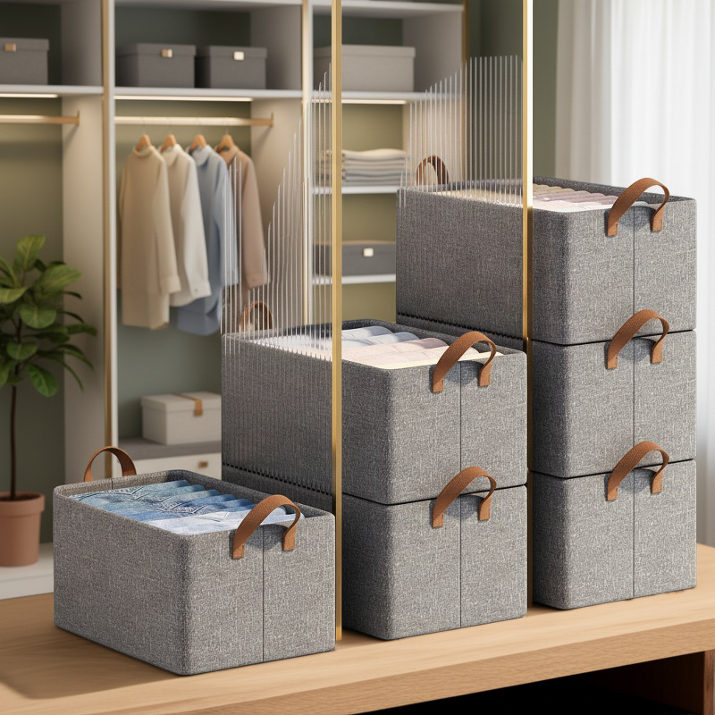 Space-saving storage box folded flat