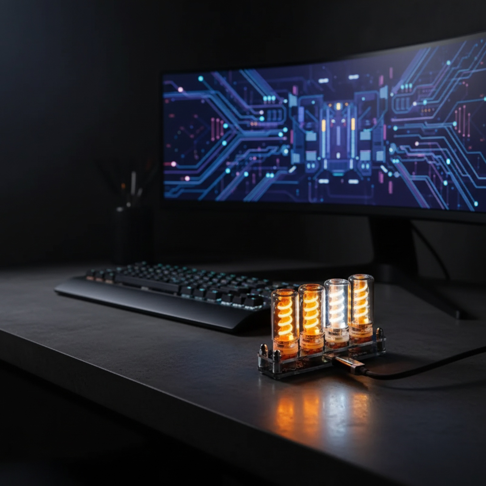 USB Glass Bottle Night Light for Desktop Decor, Ambient Lighting