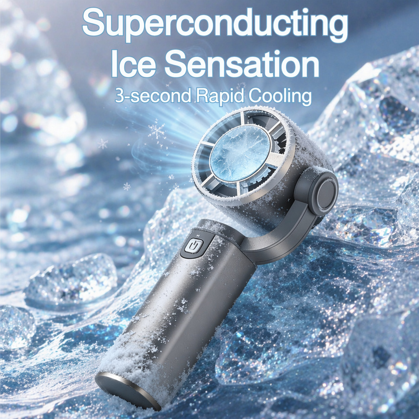 Handheld fan with cooling plate for instant cooling sensation, ultra-high speed motor, powerful airf