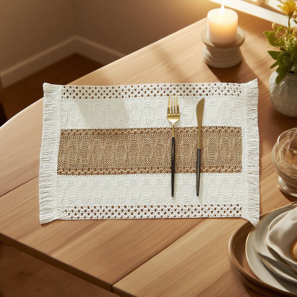 復古流蘇棉麻隔熱餐墊