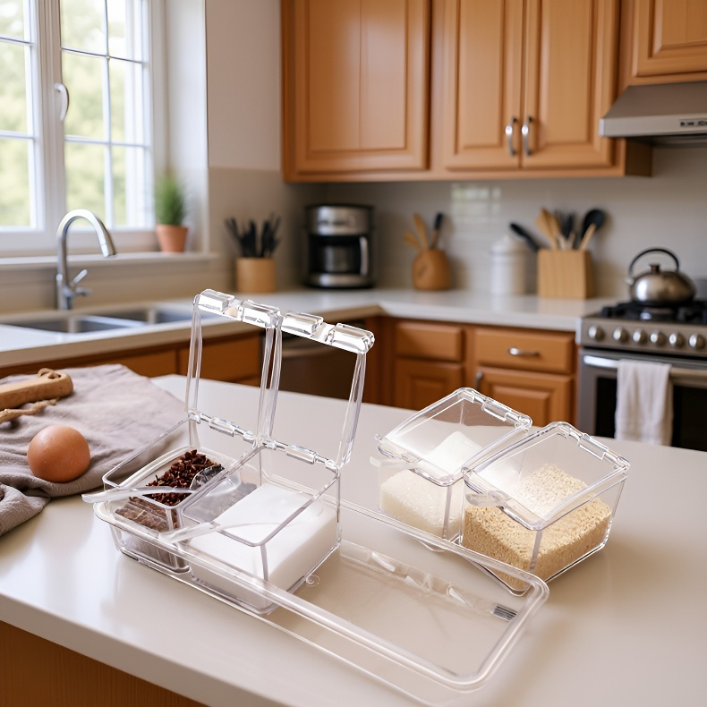 분리형 양념병 세트 주방용품 4종세트 투명 뚜껑 양념통 스푼 양념통