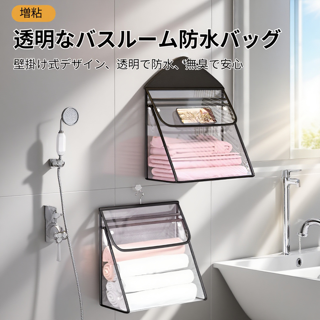 シャワー用多機能ドア背面収納バッグの全体画像