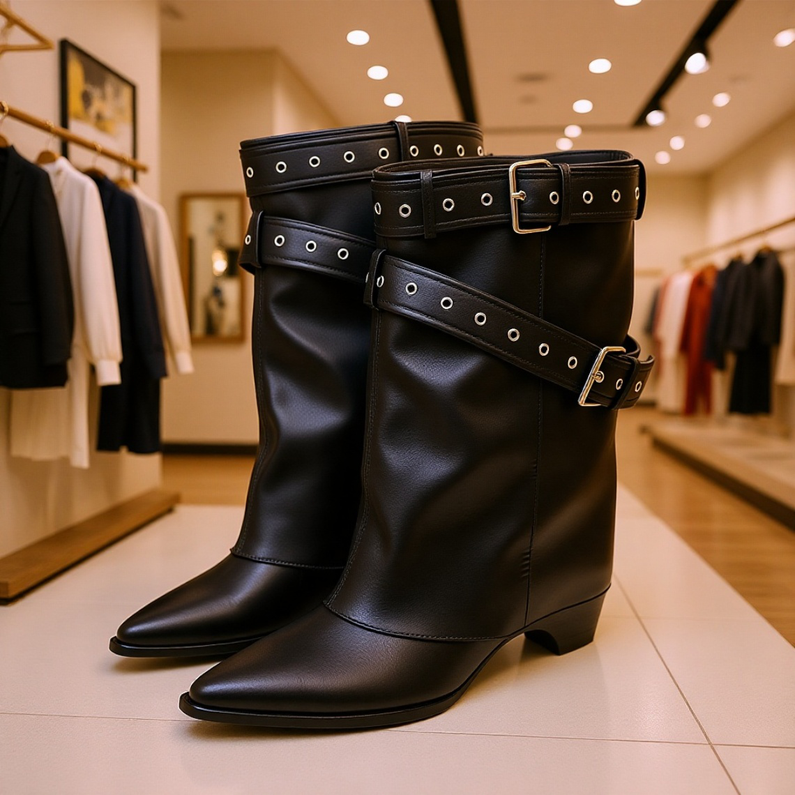 여성 통굽 부츠 앞모습