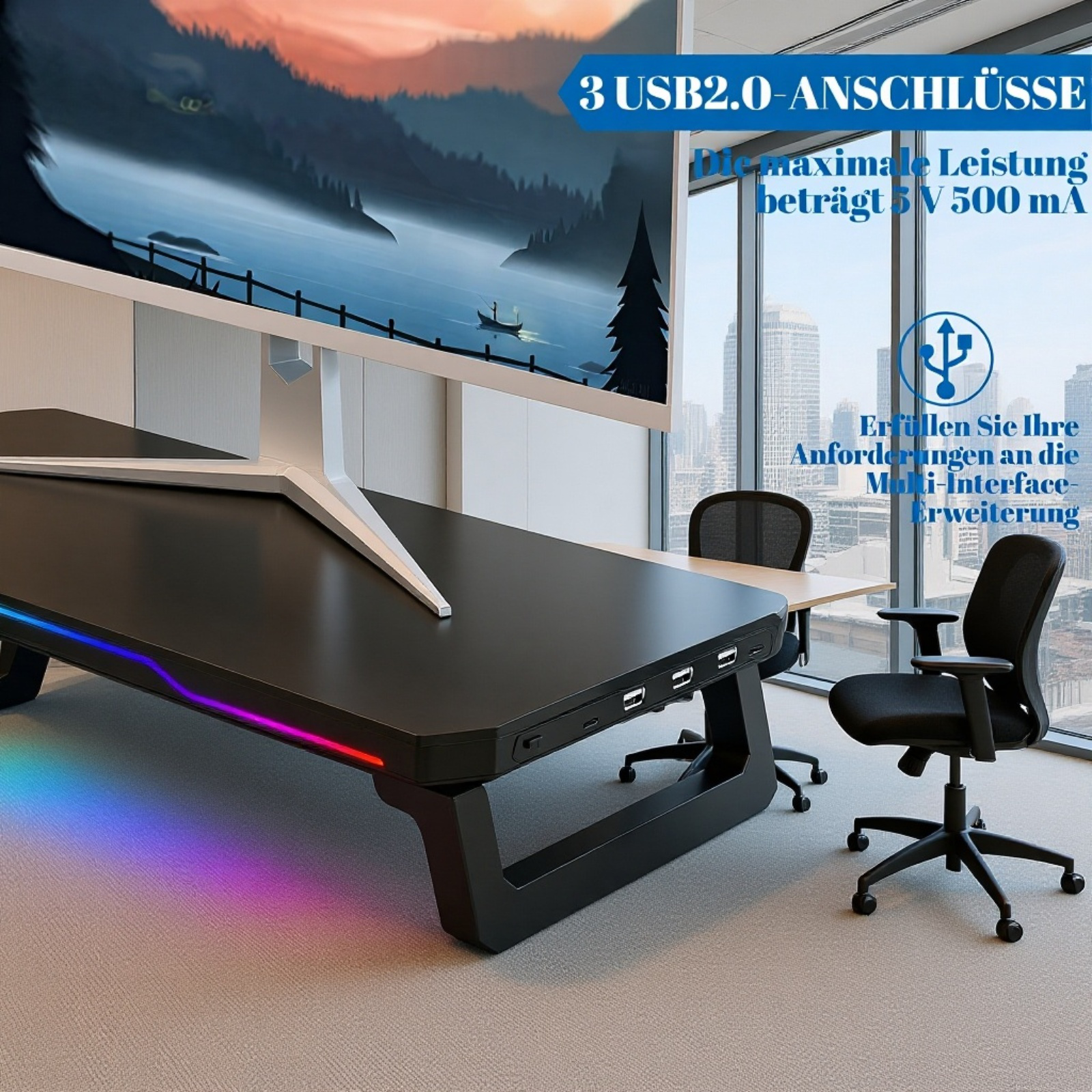 Cooler Computer-Erhöhungsständer, Erweiterungsdock, Desktop-Speicherregal, faltbares, leuchtendes Di