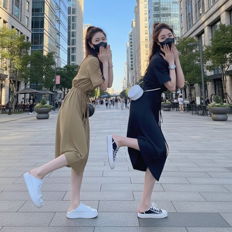 여름용 시원한 소재의 롱스커트 원피스 디테일