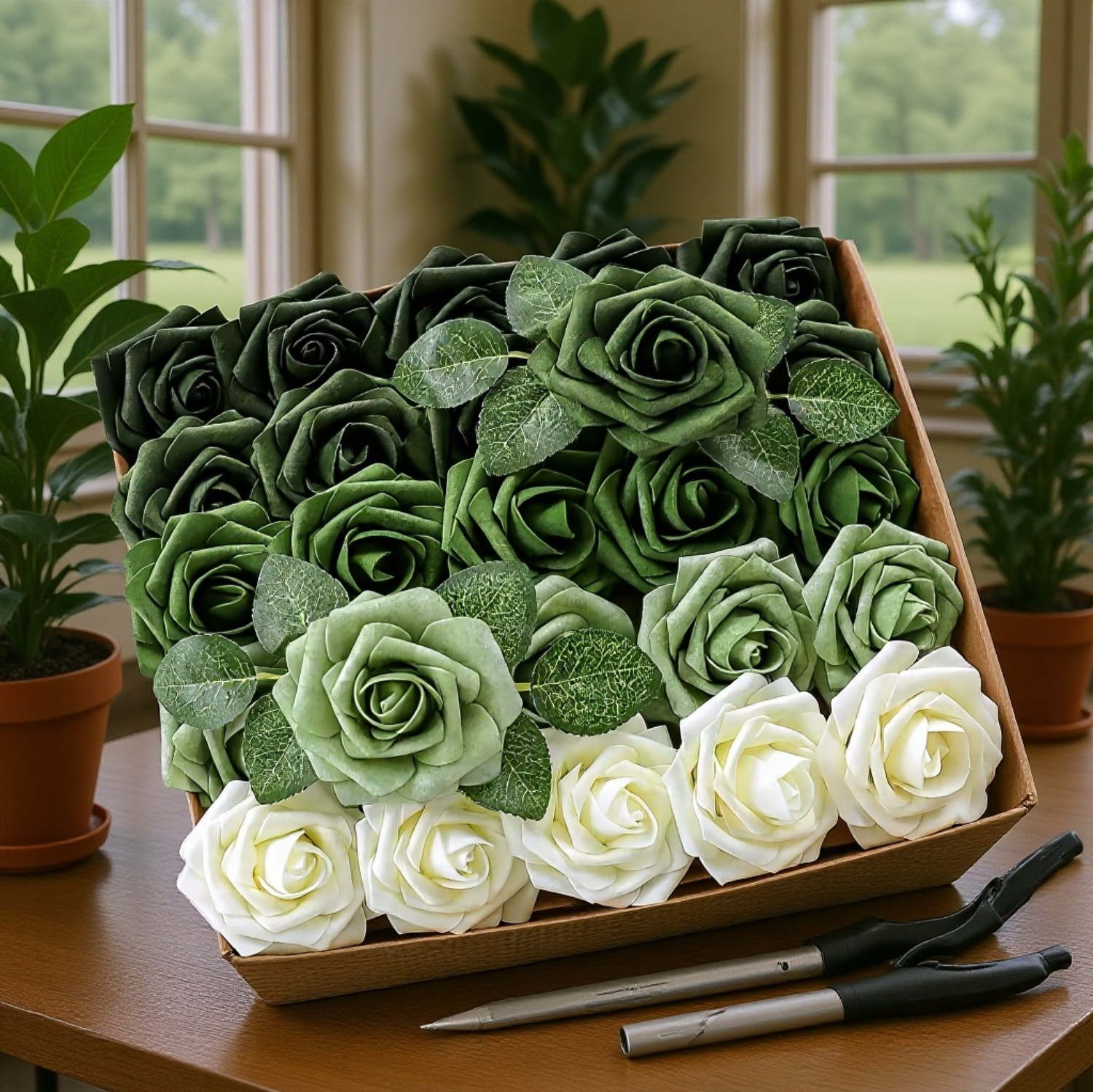 Ramo de rosas artificiales para decoración de bodas
