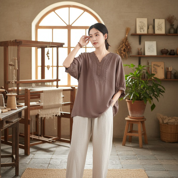 트렌디한 빈티지 디자인의 여성 상의