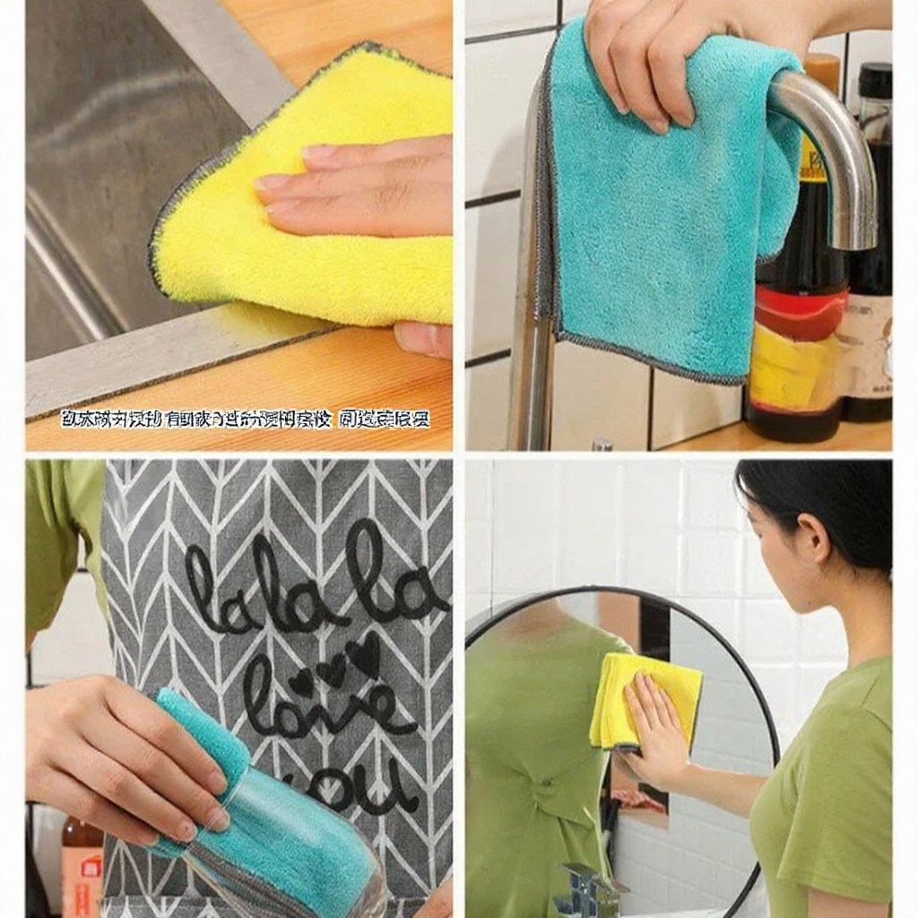 Esponja de limpieza de doble cara de felpa gruesa coral