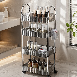 Multi-tier kitchen storage trolley for organizing pantry items