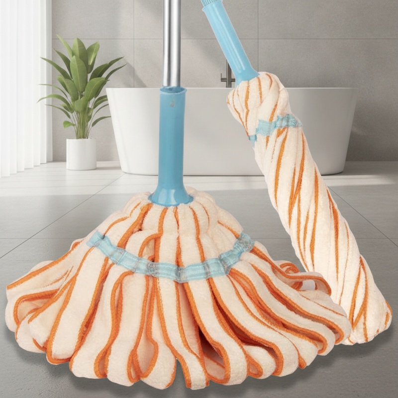 Self-twisting mop large size hands-free lazy household rotating mop squeeze water mop dry and wet du