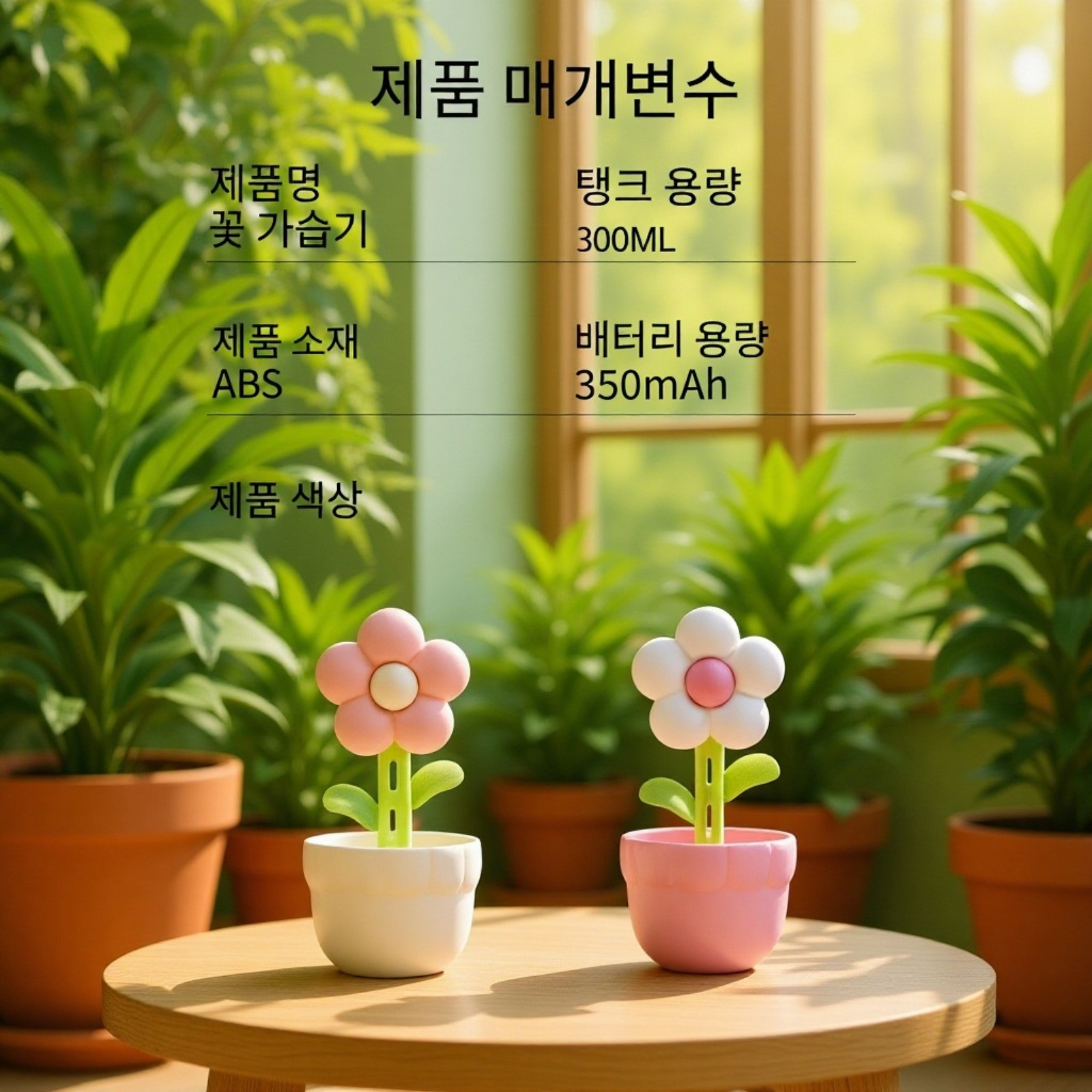 대용량 USB 소형 꽃 모양 가습기 