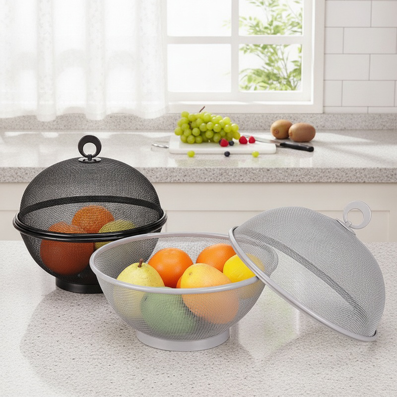 Multi-functional fruit and vegetable basket with cover for kitchen