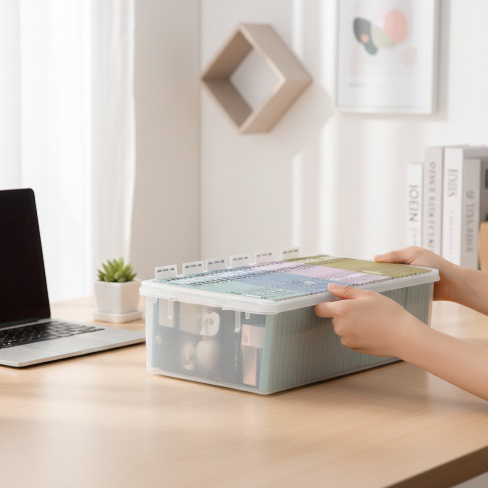 Caja organizadora con tapa para snacks, juguetes y objetos varios
