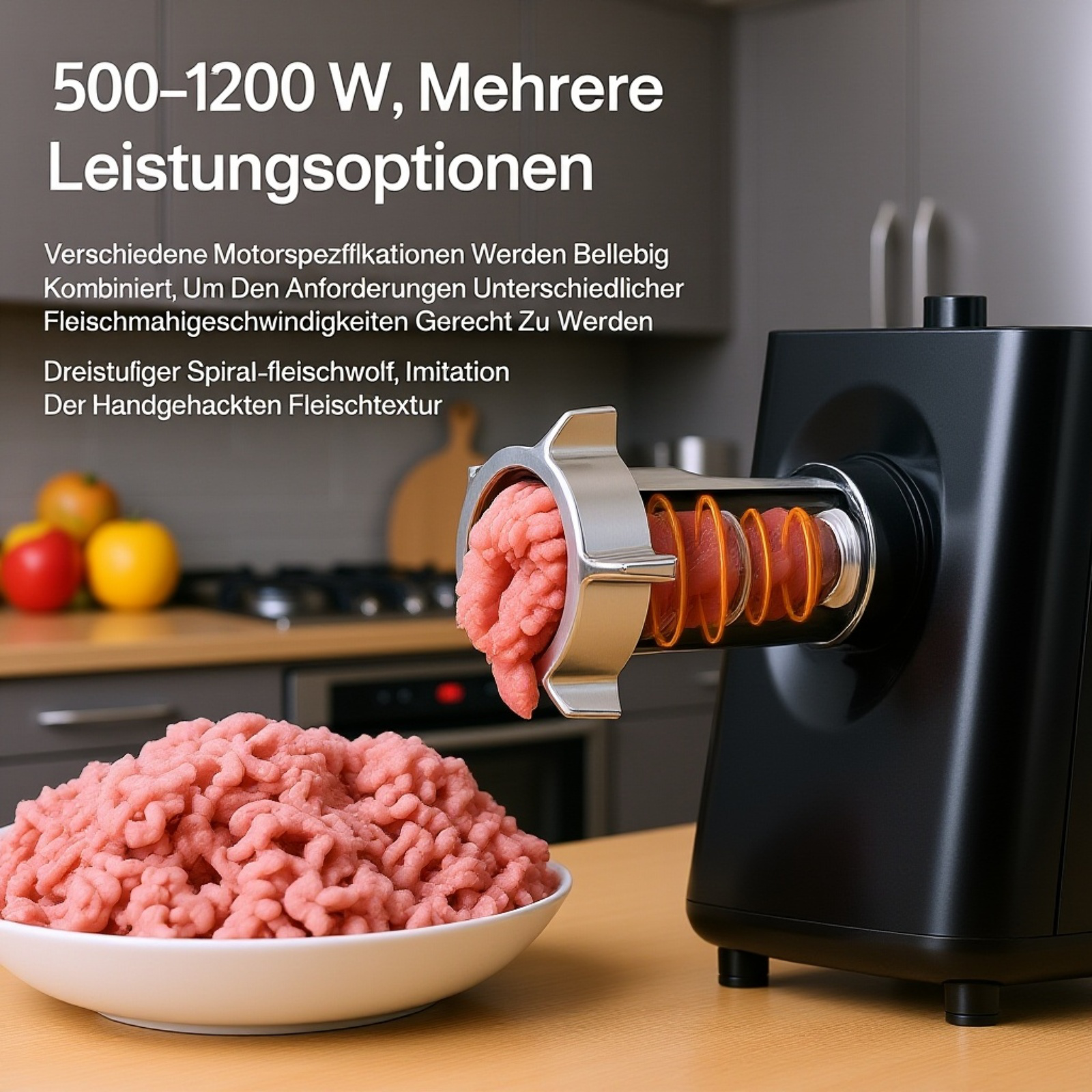 Fleischwolf vollautomatische Edelstahl elektrische Haushaltsfleischwolf Wurstfüller