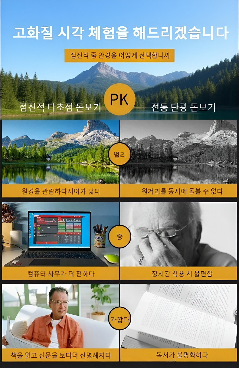 편안한 착용감 쌍광 노안경