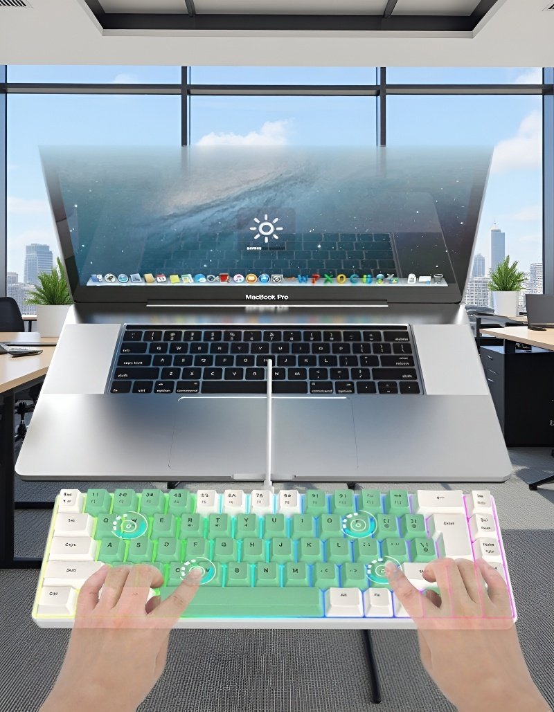 68-key compact keyboard for desktop setups