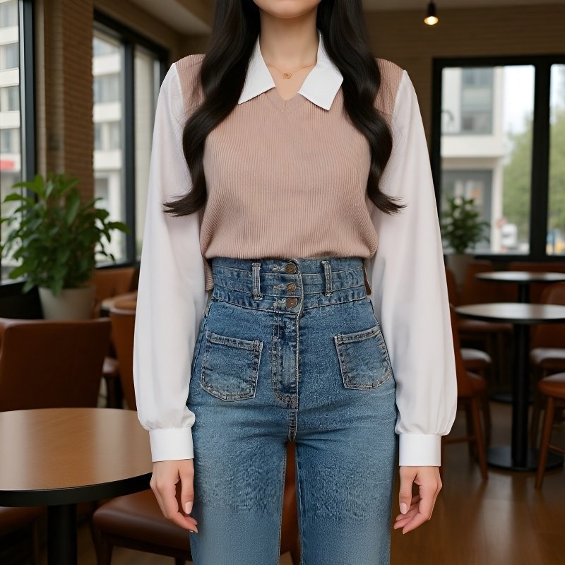 Détail de la fausse superposition de la chemise