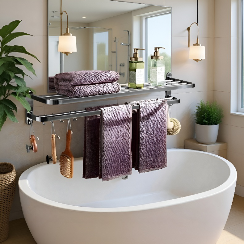 다용도 욕실 수납선반 스텐 펀치프리 접이식 목욕타월선반 다용도선반 스텐수납선반