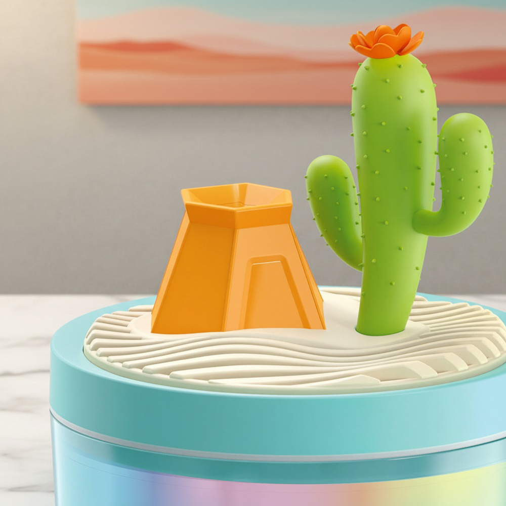 Vue rapprochée de la lampe humidificateur USB design moderne