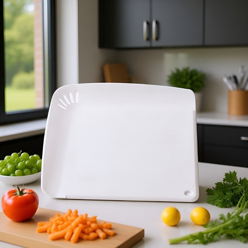 Hangable cutting board with drainage holes