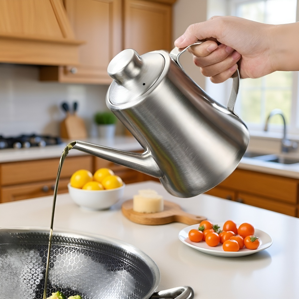 304 Edelstahl Öltopf Küchenölflasche Öltopf Haushaltskochöltopf großer Öltopf Öltopf Gießölflasche