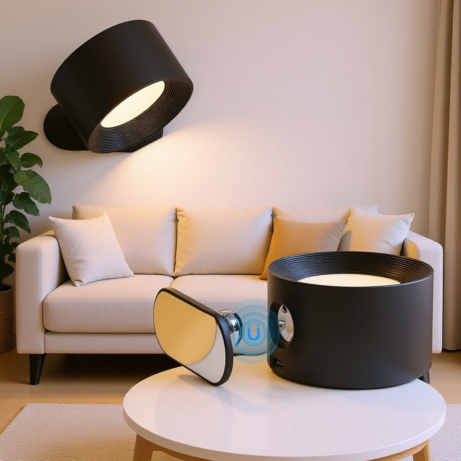 Portable USB Rechargeable Wall Lamp, Touch Adjustable Night Light, Magnetic Cabinet Lamp